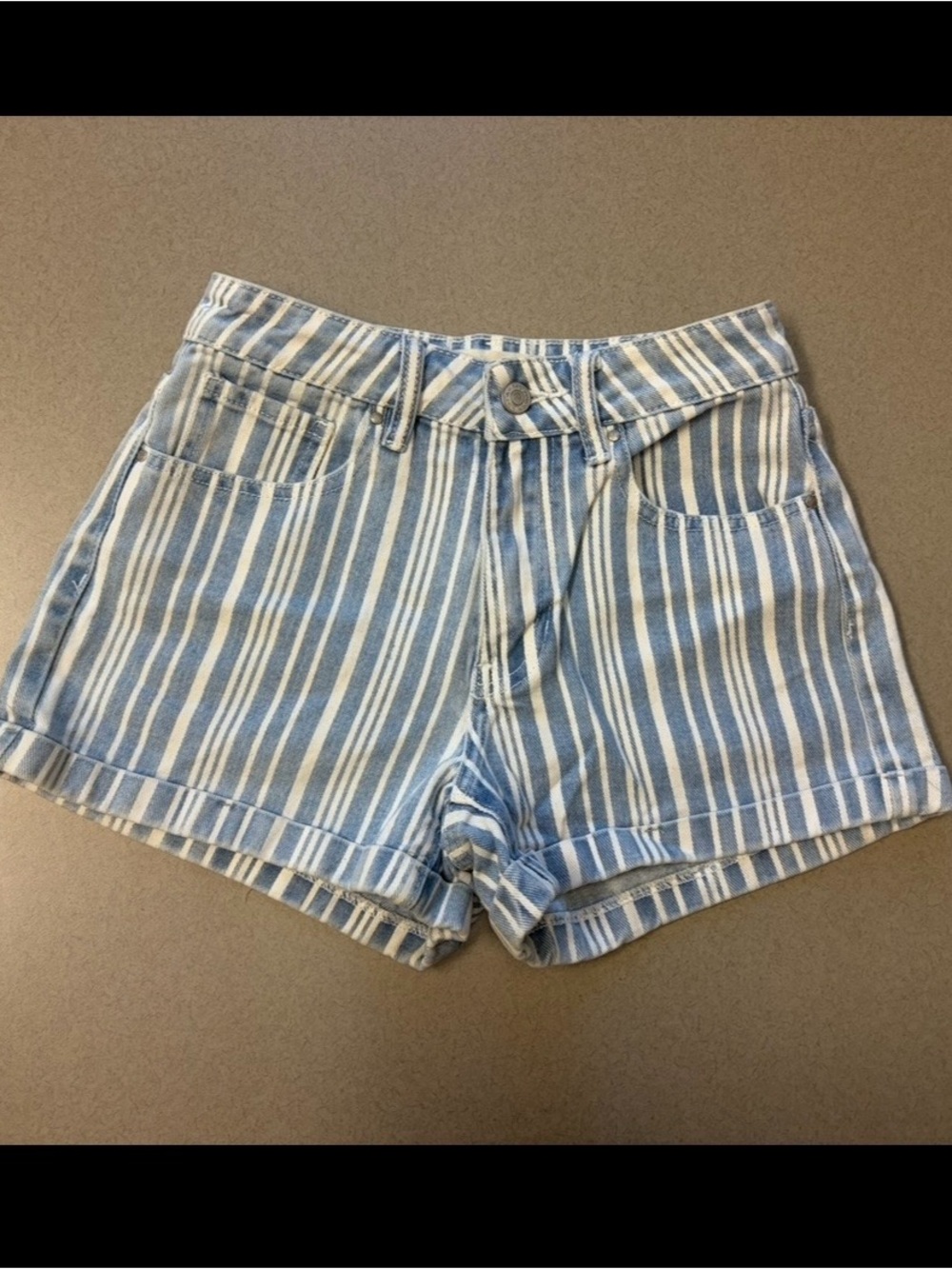 PacSun Blue and White Striped Denim Shorts